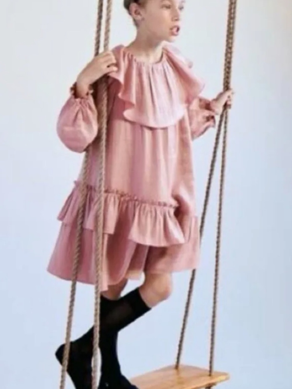 ZARA Girls Pink Ruffle Swing Dress